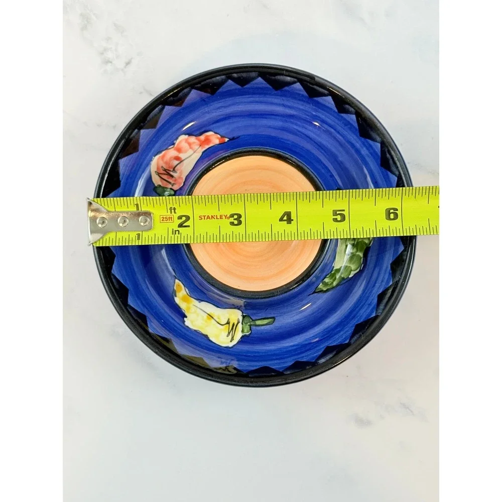 VTG Royal Norfolk Blue Orange Hot Pepper Mini Chip and Dip Bowl 6in